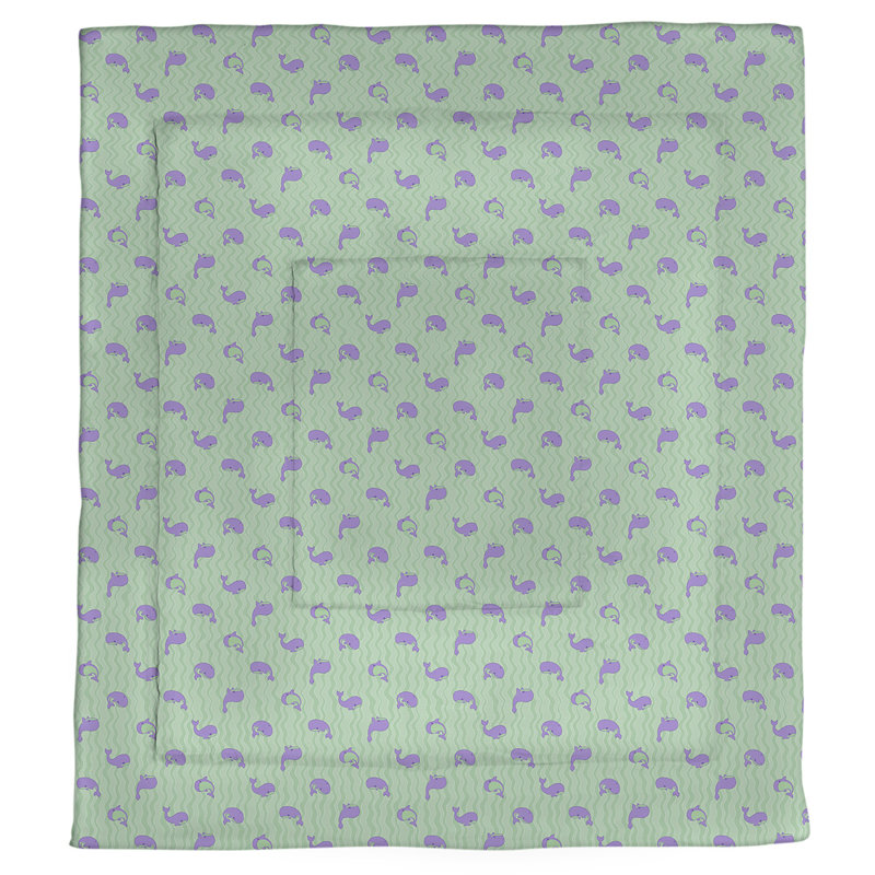 Édredon réversible en microfibre Dana Strider, Édredon très grand, Vert / mauve géométrique 2