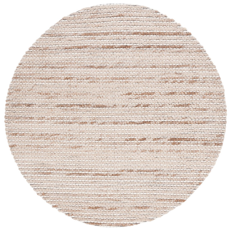 Sumler Hand Woven Wool Striped Rug, Round 6'