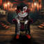 Clown de cirque effrayant Haunted Hill Farm Hartley le clown effrayant assis par Tekky, animée par le mouvement d'Halloween