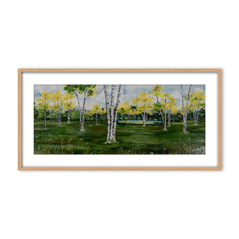 Nature Inspired "Summer Birchscape" Canvas Wall Art By , 12" H x 24" W, Framed Print, White
