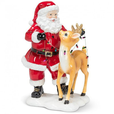 Santa & Reindeer With Lights