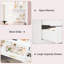 Meuble-lavabo moderne avec grand miroir à DEL - 8 tiroirs, tablettes à 2 niveaux, éclairage réglable, rangement spacieux, conception anti-basculement pour la chambre à coucher, blanc