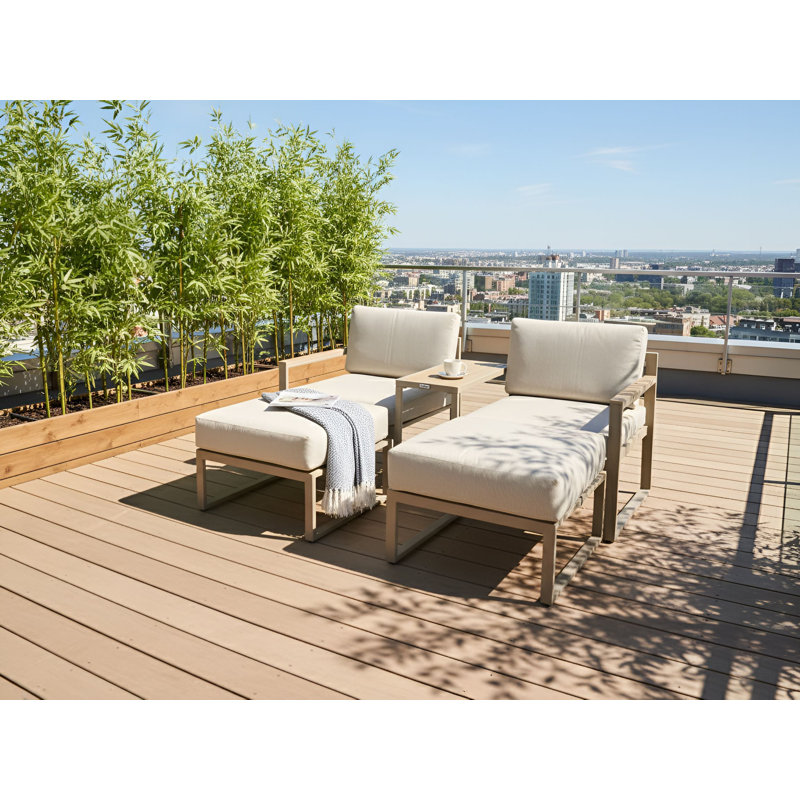 Garden Lounge Set with Table and Ottoman 2 Seater NOCI Modular Metal Beige