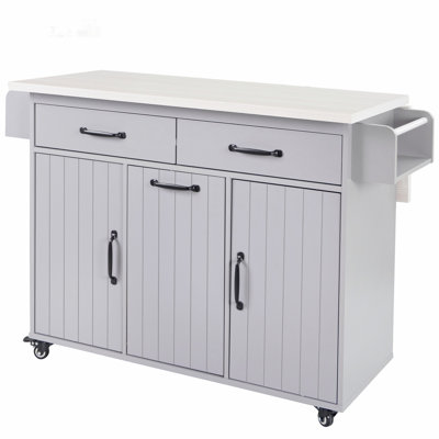 Versatile Kitchen Island with Abundant Storage and Mobility Options