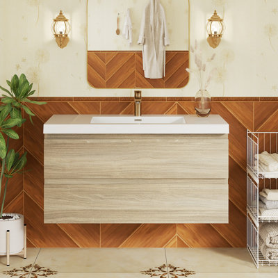Meuble-lavabo mural simple lavabo de 42 pouces avec comptoir en résine de pierre
