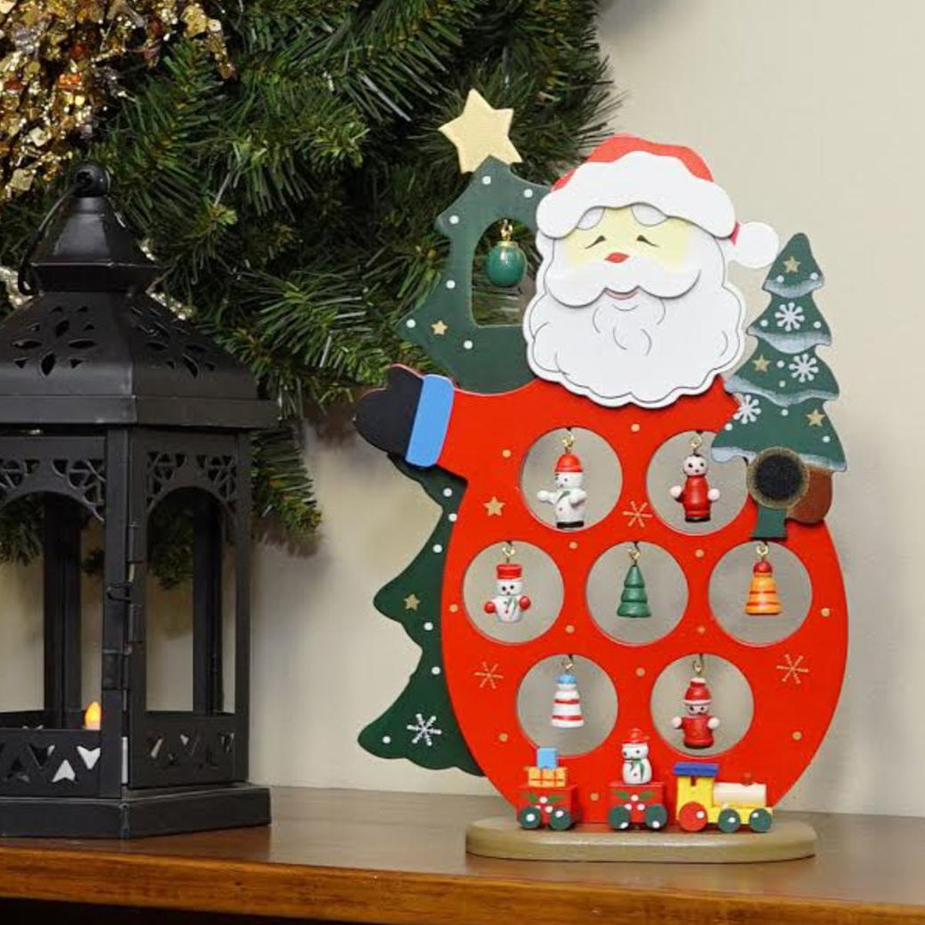 10.25" Red and Green Santa Claus Cut-Out with Miniature Ornaments Christmas Table Top Decoration Northlight Seasonal