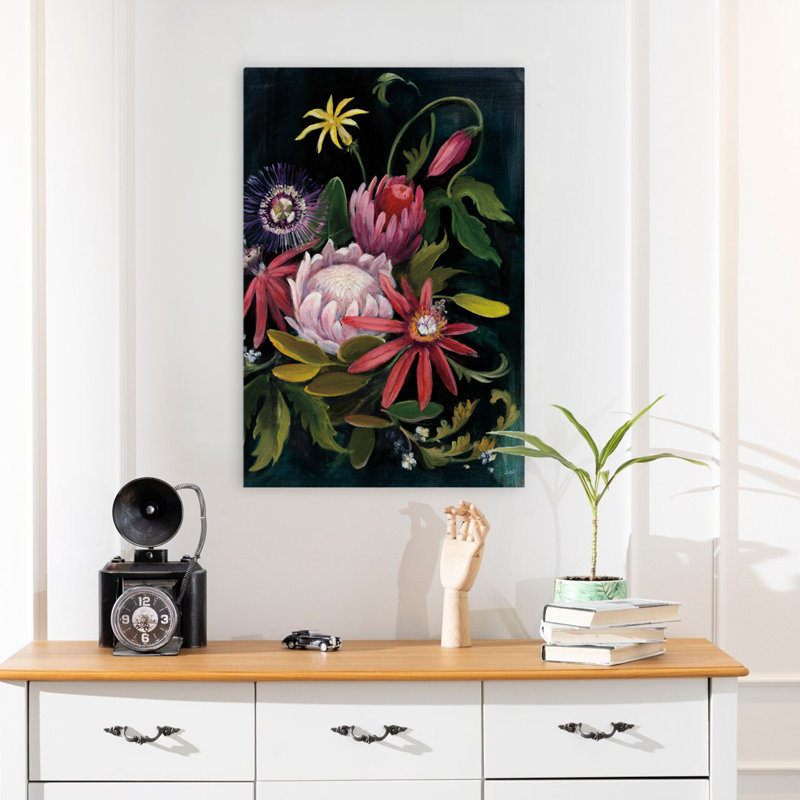 Black And Bromeliad Flower Show II Art, 24" H x 16" W