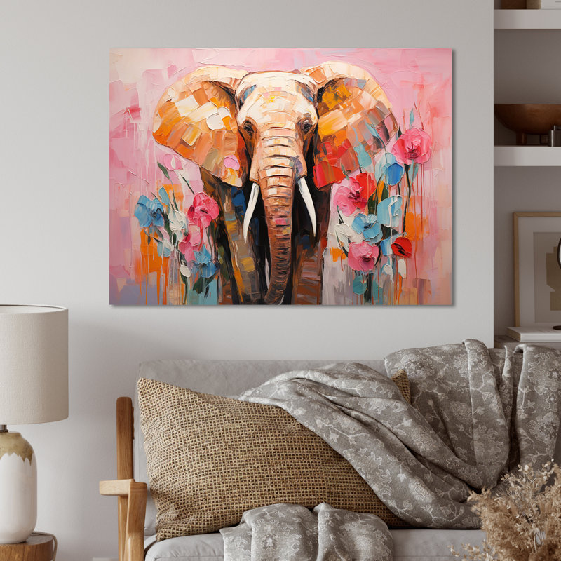Éléphant gris abstrait, art mural II en éléphant, H 12 po x l 20 po x P 1 po