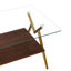 Table basse rectangulaire avec plateau en verre trempé transparent et pieds en métal noir, table de salon moderne-25084971-30867226
