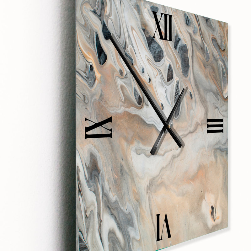 Marbre abstrait avec espace de copie - Horloge murale abstraite en métal, Petit