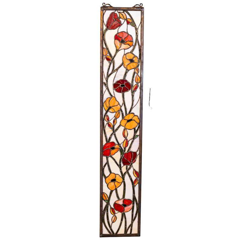 Victorian Tiffany Poppy Stained Glass Window
