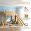 Lit mezzanine en bois massif avec tablettes de rangement, garde-robe et glissade amovible pour enfants, taille simple / double / grand-129527506-129527511