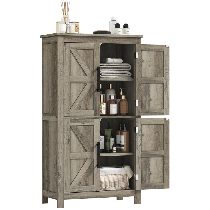 Bathroom Floor Cabinet, Farmhouse Bathroom Cabinet With Barn Doors, Bathroom Storage Cabinet With Adjustable Shelf For Bathroom, Kitchen, Living Room
