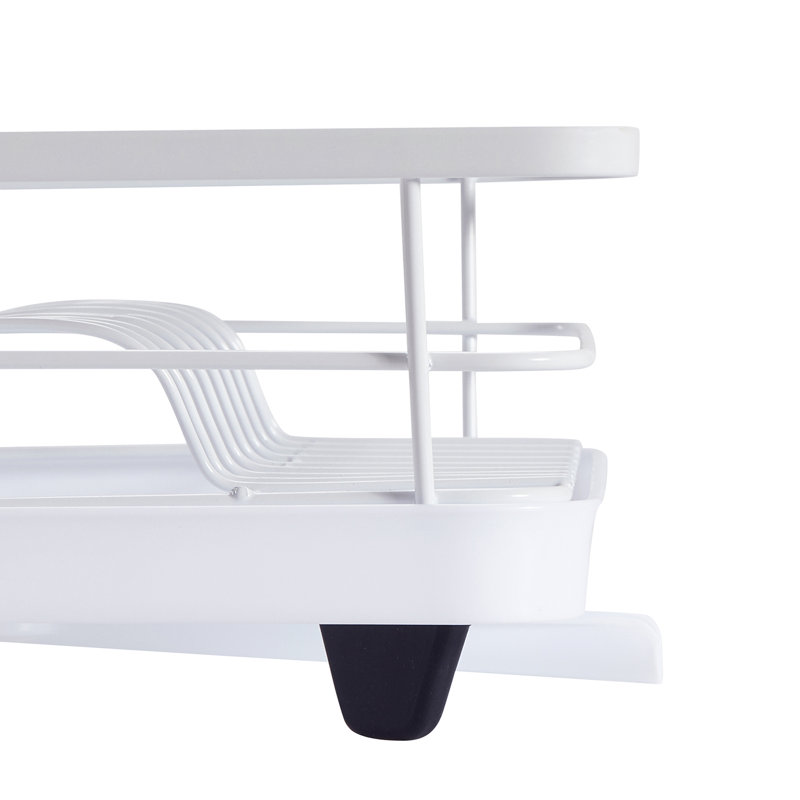 Égouttoir à vaisselle 3 pièces multifonctionnel avec égouttoir et porte-ustensiles - noir, Blanc