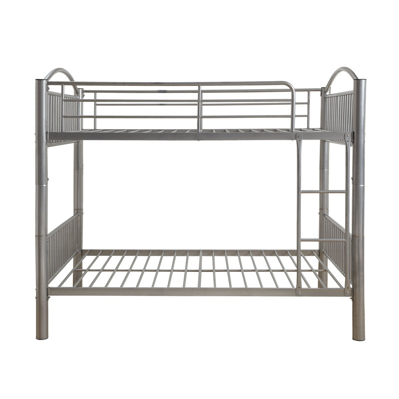 Pharr Bunk Bed with Built-in Front Ladder in Black, Silver, Full Over Full