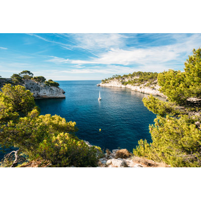 Boat Leaves Bay 1 Piece Wrapped Canvas Wall Art