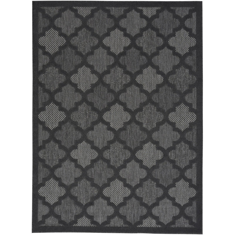 Tapis noir tissé à plat à motif géométrique 6 pi x 9 pi