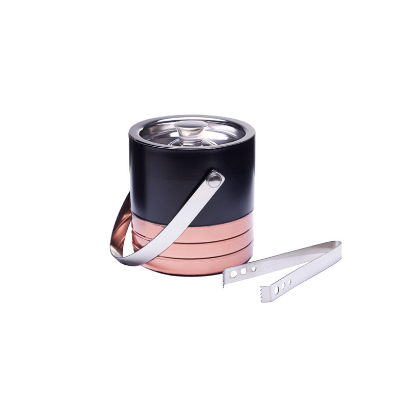 Seau à glace Hein, Cuivre et noir, H 6,29 po x l 5,9 po x P 5,9 po
