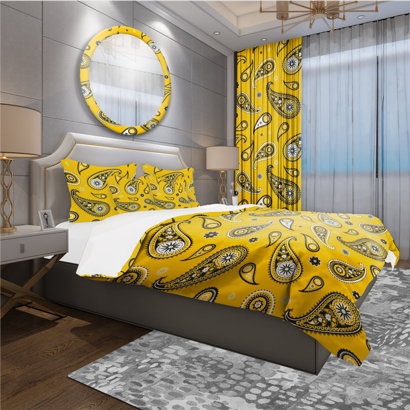 Ensemble de housse de couette rétro, Housse de couette double / grand et 2 taies