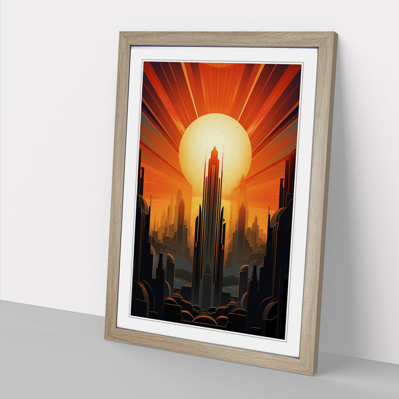 Single Picture Frame Print on Wood, 46cm H x 34cm W, Oak Framed
