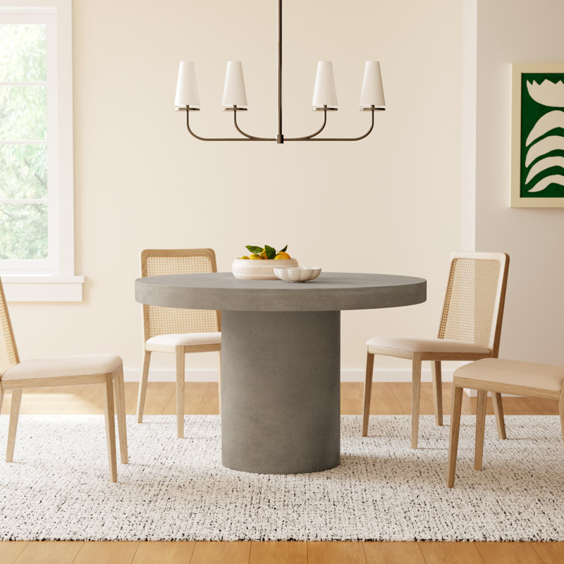 Kareen Concrete Pedestal Dining Table, Dark Gray, Dining Table (30.25" Height), 47.25" Round