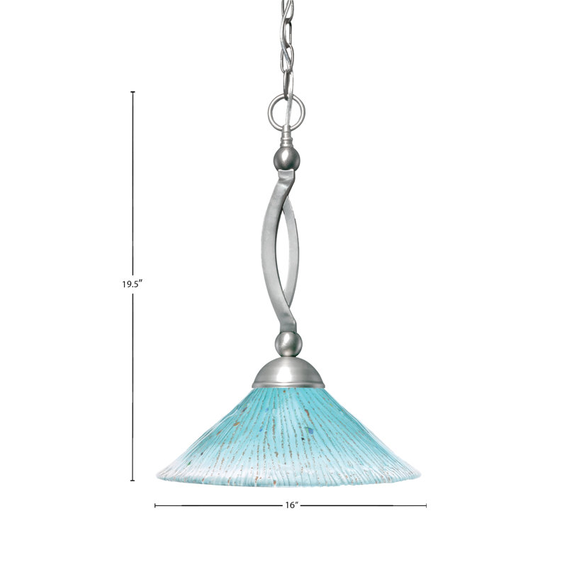 Suspension à 1 lumière Blankenship, Nickel brossé, Sarcelle