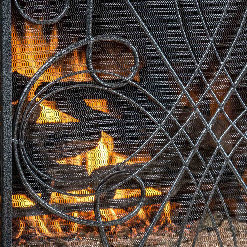Pare-étincelles en fer pliable 3 panneaux Mid-Century