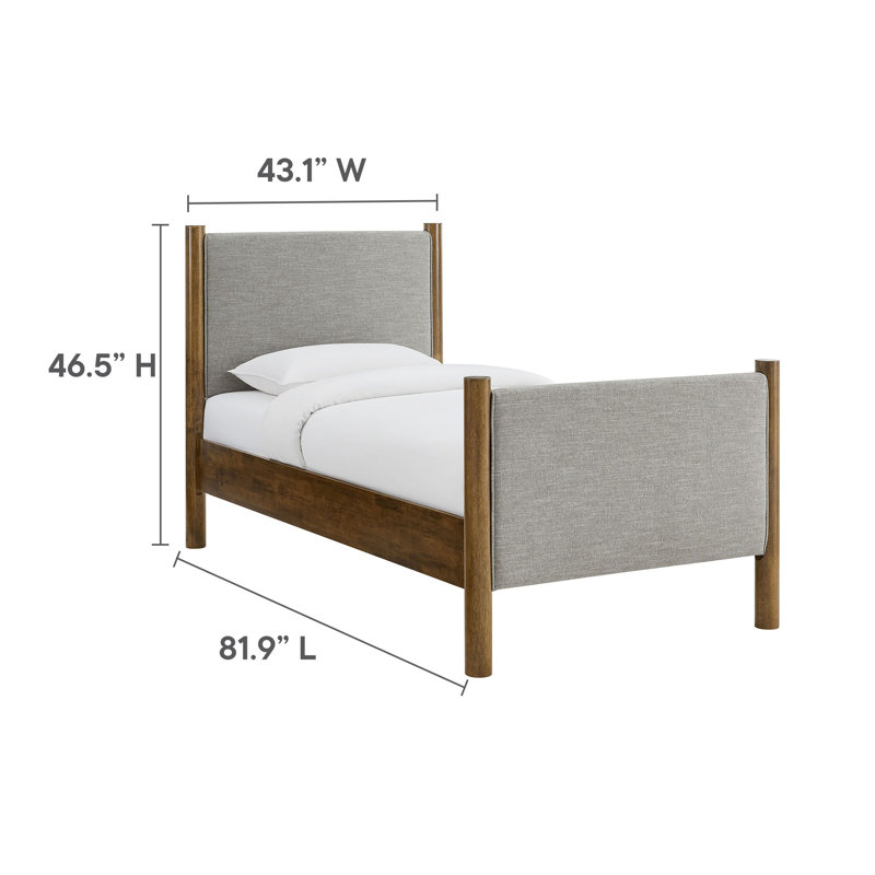 Lit plateforme tapissier Maven Boucle, Noyer blé, Simple, Bois manufacturé