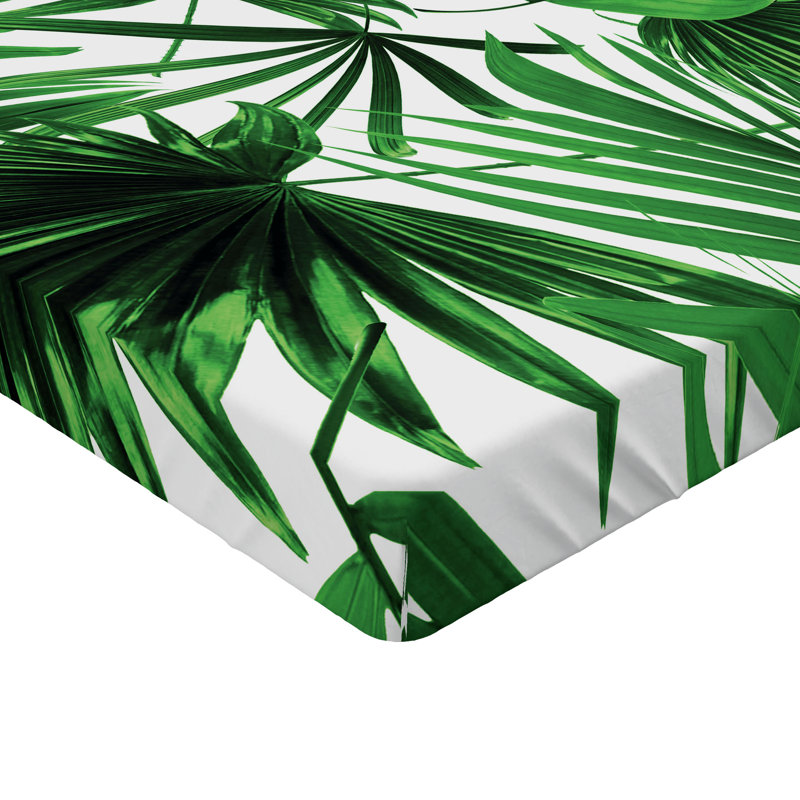 Drap-housse orange Ambesonne, Drap-housse pour lit simple TG, Vert fougère, blanc / floral