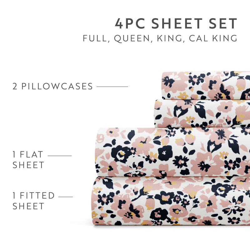 Mauve Floral Twin Microfiber Kids Cover Sheet Set