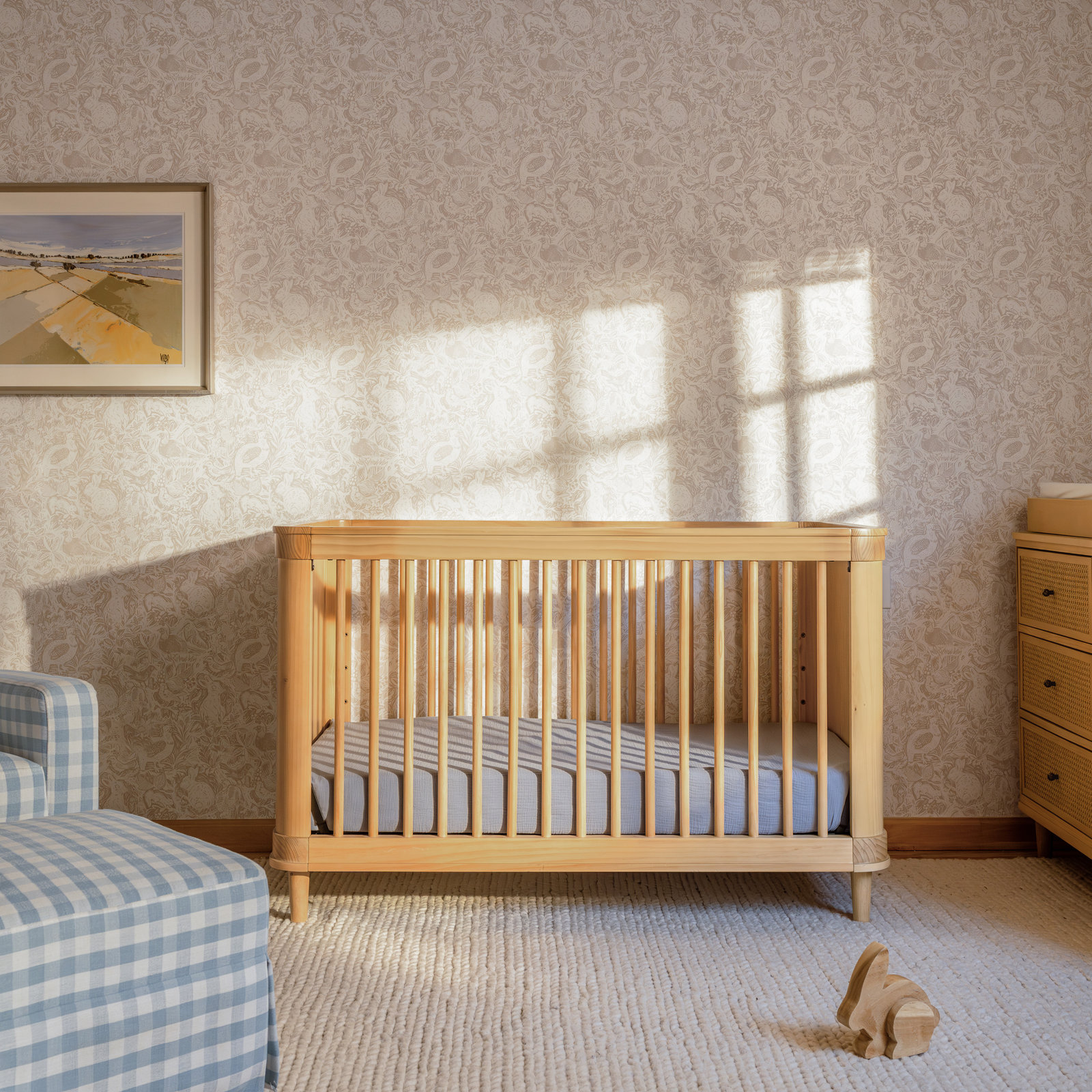 Marin with Cane 3-in-1 Convertible Crib, Honey/Honey Cane