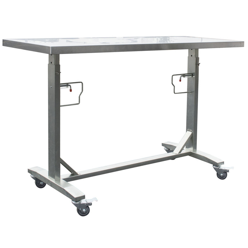 62'' W Stainless Steel Top Height-Adjustable Workbench with Wheels