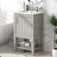 Meuble-lavabo de 20 po avec lavabo, armoire de salle de bain avec porte à fermeture douce, support de rangement et tablette ouverte-1116291042