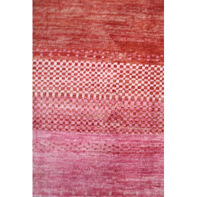 Tapis rose nouvel âge en laine tissé à la main de conception unique 8 pi 11 po x 11 pi 9 po Gabbeh