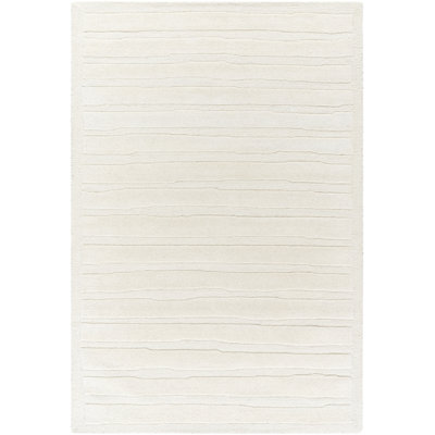 Rectangle Polett Striped Hand Tufted Wool Area Rug in Beige