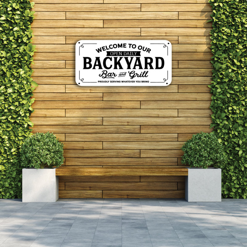 Backyard Sign Print - Outdoor Garden Wall Art - Rustic Farmhouse Backyard Decor Poster - Home Patio Welcome Sign Artwork - Modern Minimalist Wall Hanging - Nature Inspired Home Decoration Art Print