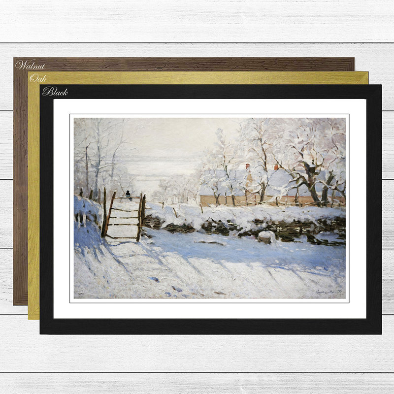 The Magpie by Claude Monet Framed Oil - Framed Print, Black