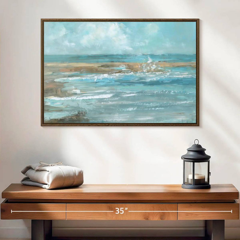 Breaking Waves IV, 25 po x 17 po, Cadre flottant en noyer
