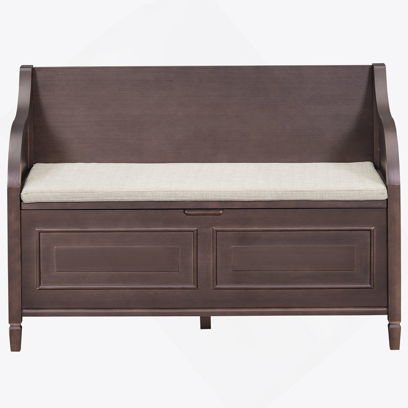 Alecsandra Fabric Upholstered Storage Bench, Entryway Bench,Bedroom Bench , Espresso