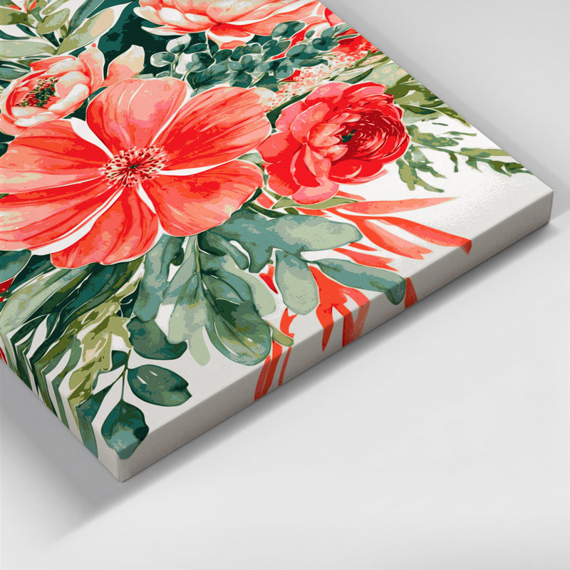 Aquarelle, art floral sur toile beige 40, H 20 po x l 30 po
