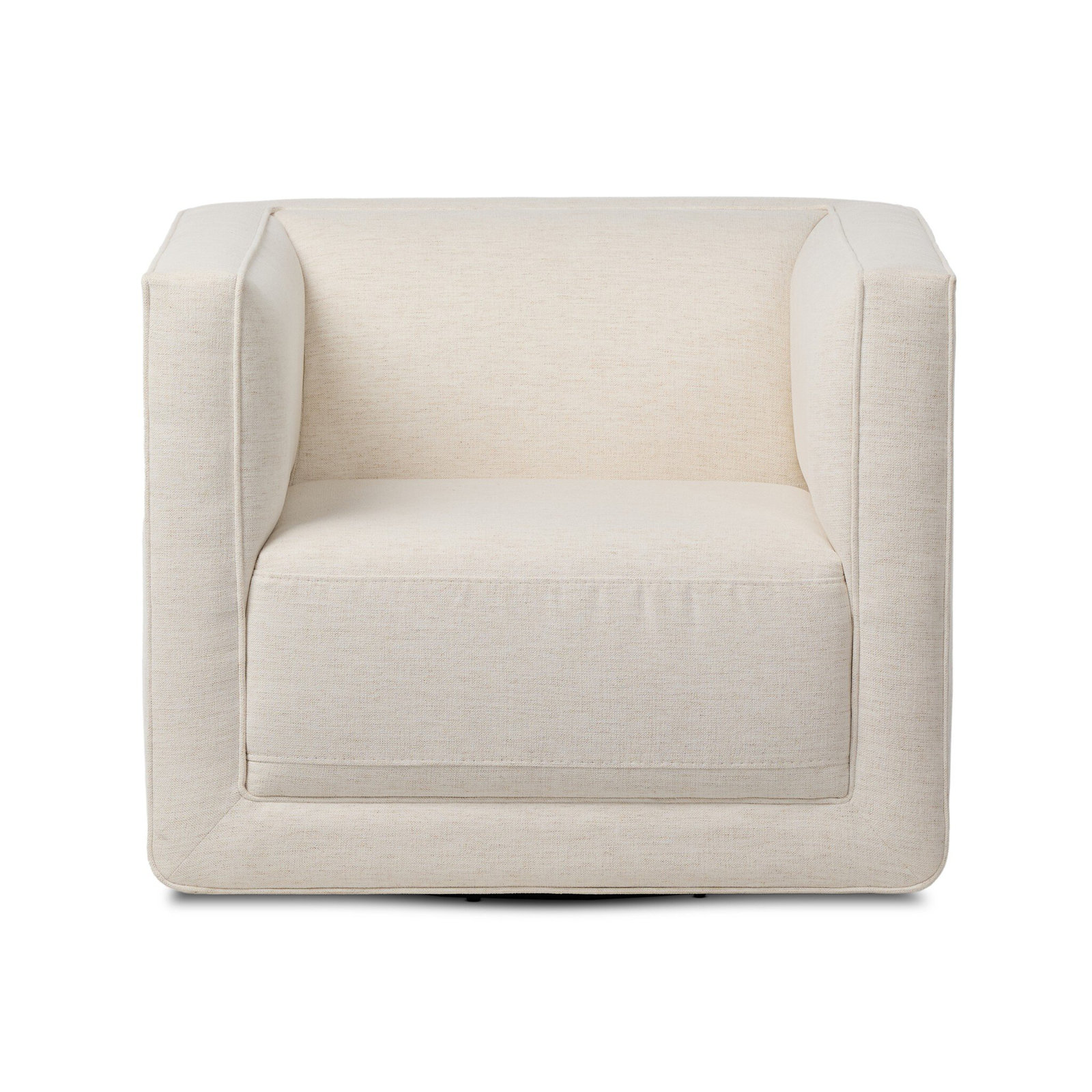 Gigi Pine Genuine Leather Swivel Club Chair, Nomad Snow Crypton Performance Weave