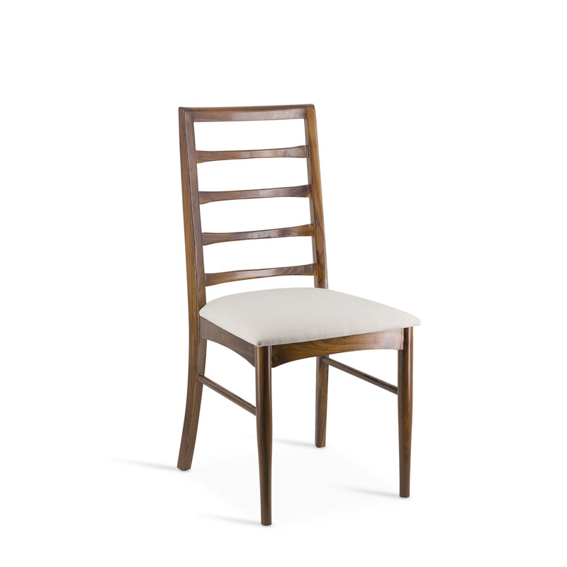 Basque 45cm H Polyester Blend Upholstered Ladder Back Side Chair in Brown