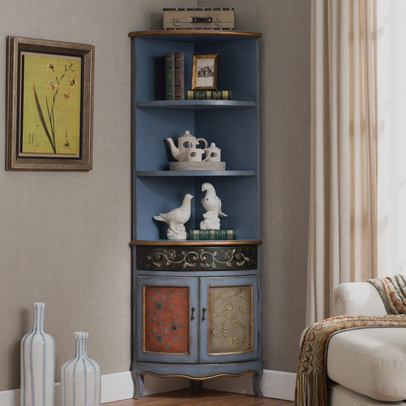 Vitrines bleues en bois massif et verre, Bleu