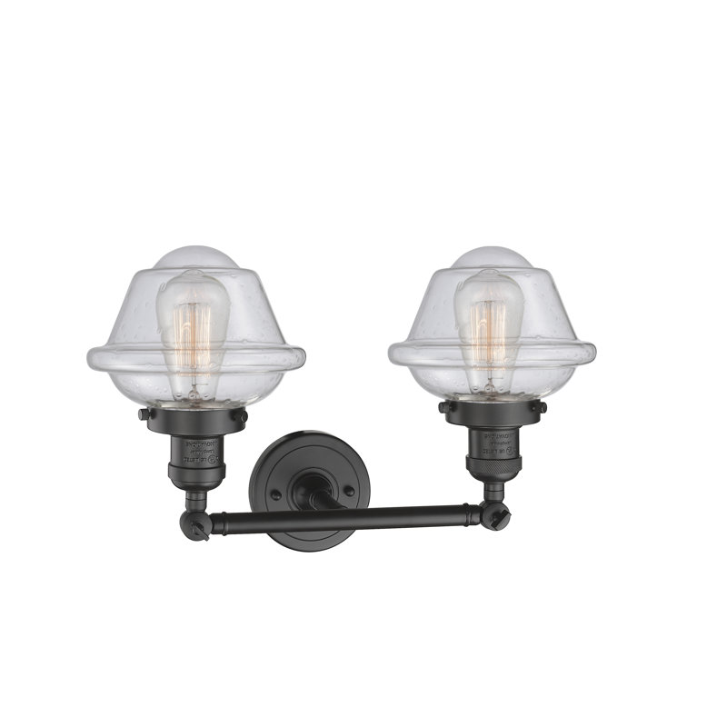 Éclairage pour salle de bain 2 lumières à intensité variable Gebhart, Ampoule incandescente rétro de 60 watts, Grainé
