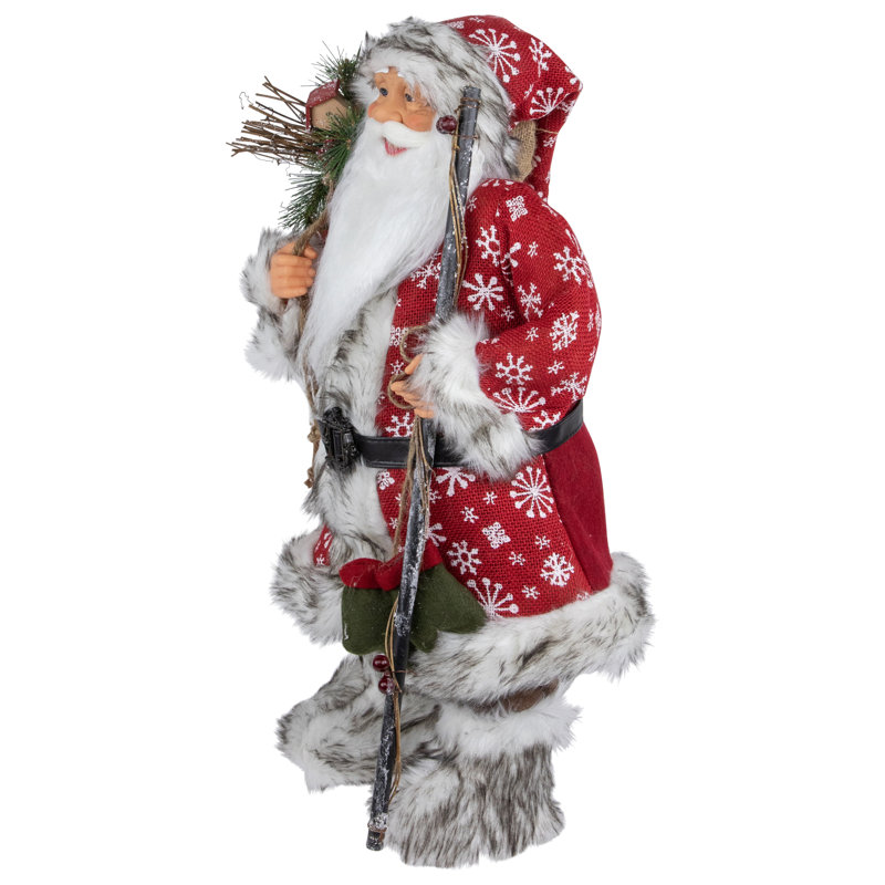 24" Snowflake Santa Claus with Staff and Mittens Christmas Figure