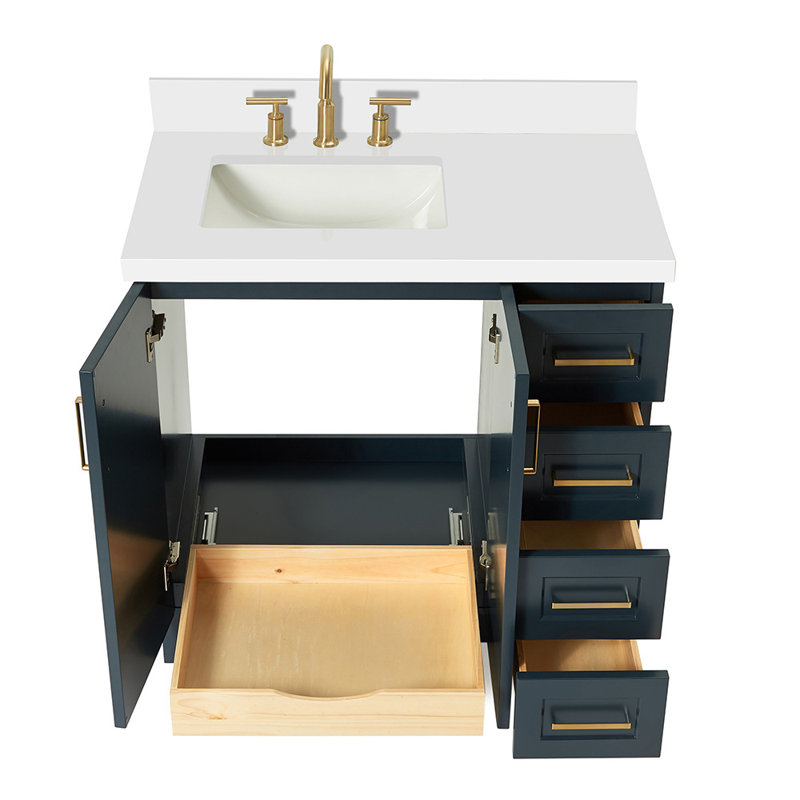 37 IN.  Single Bathroom Vanity, Left, Rectangular, Midnight Blue