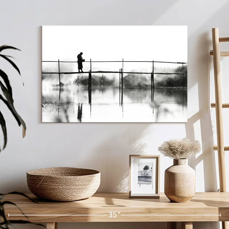 Lilie Monk Walking On Wooden Bridge