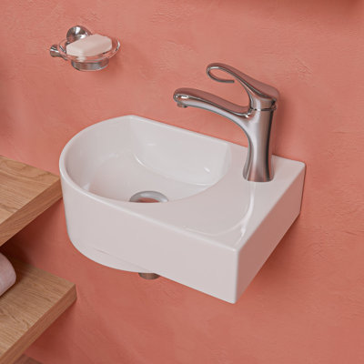 Alfi Brand 10.63'' White Ceramic Oval Bathroom Sink with Overflow