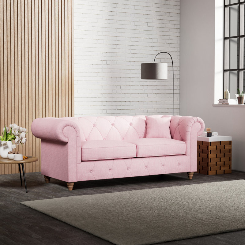 Ellrich 3 Seater Sofa, Walnut, Pink