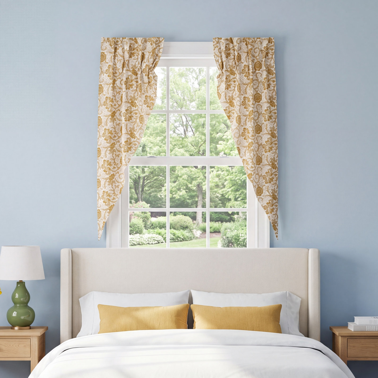 Floral Cotton Room Darkening Curtain, 36" W x 84" L